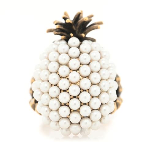 GUCCI Pearl Pineapple Ring L Cream 